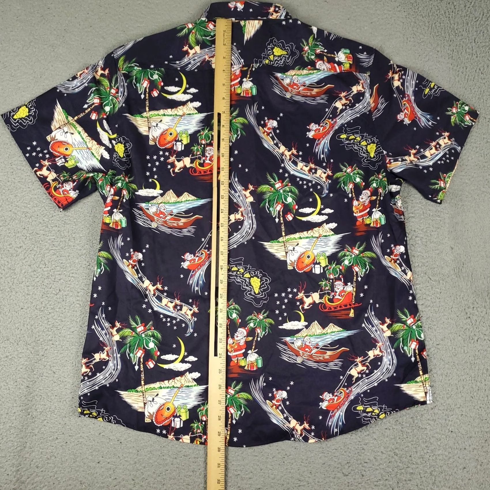 Vintage Tunevuse Shirt Mens Large Blue Christmas Santa Stretch Button Up Long Sleeve Size US L / EU 52-54 / 3 - 3 Thumbnail
