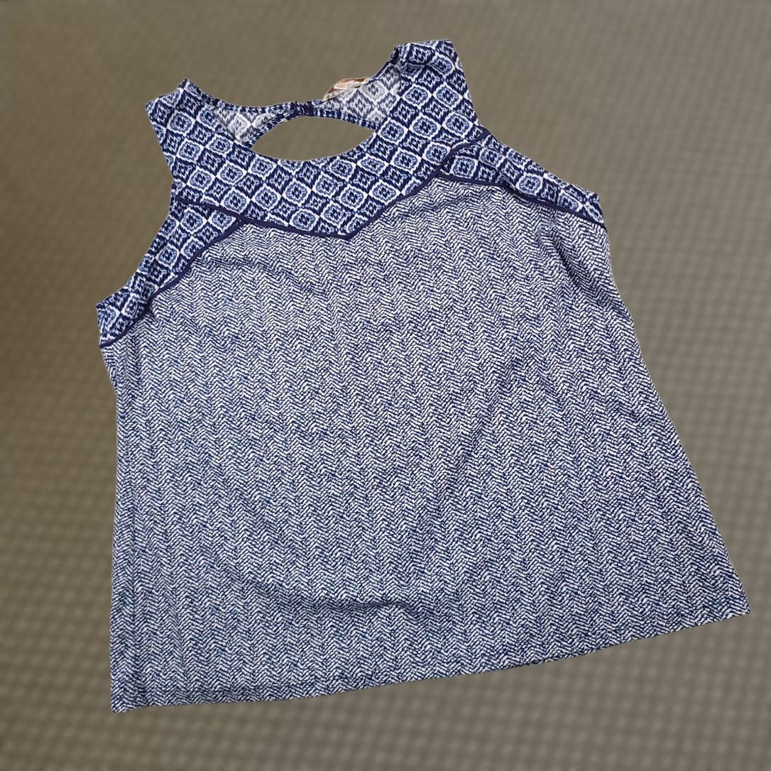Vintage Skies are Blue Shirt Women's 2XL Blue Boho Artsy Sleeveless Peasant Blouse Size XXL / US 16-18 / IT 52-54 - 1 Thumbnail