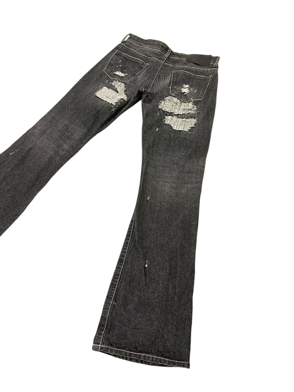 Japanese Brand Flare Jeans Sparkle Patchwork Low Rise Boot Cut 1🟦3 Size US 29 - 14 Thumbnail