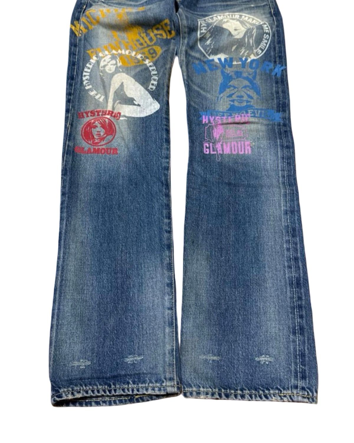 Hysteric Glamour Multi Print Patch Work Selvedge Studded Denim Jeans Size US 30 / EU 46 - 2 Thumbnail