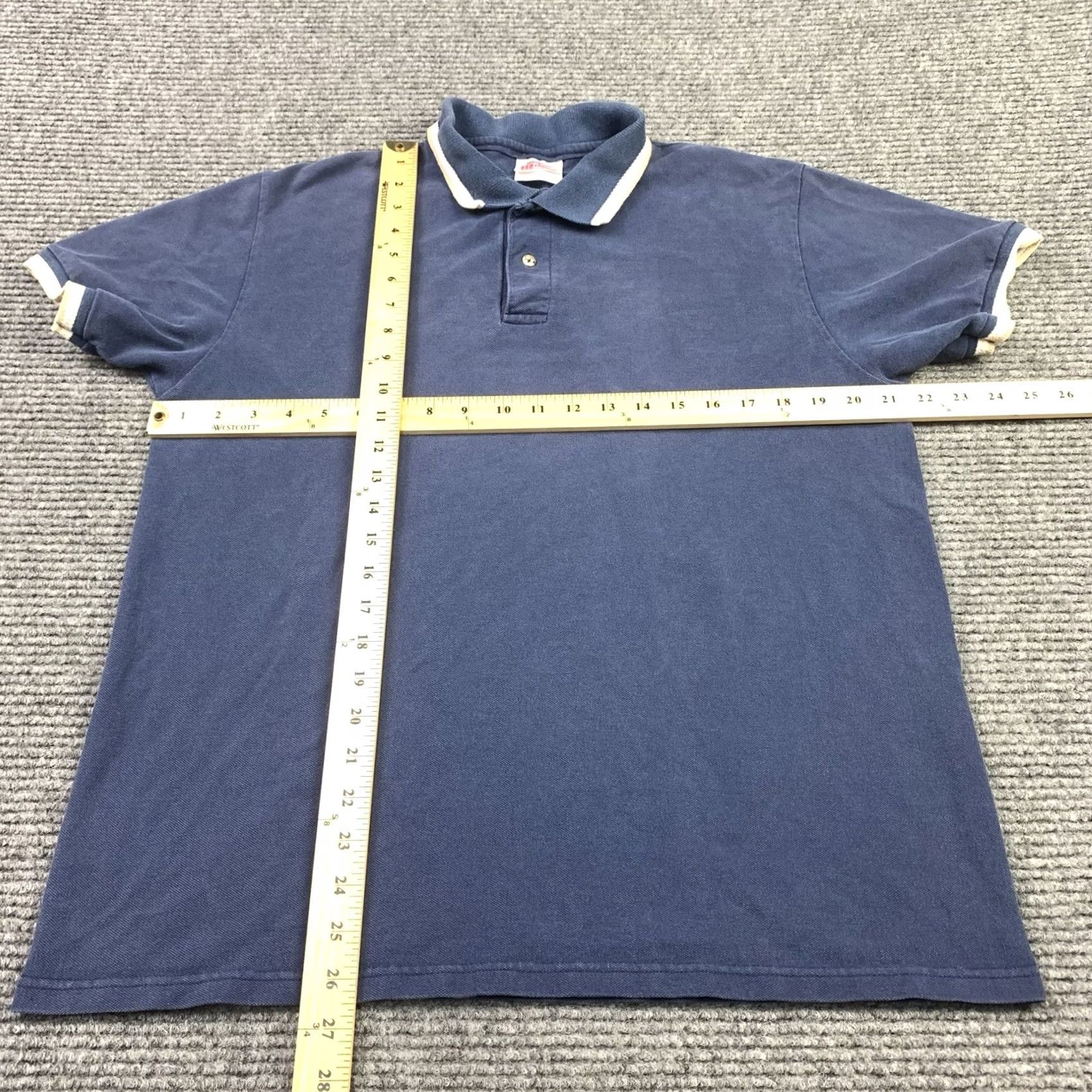 Hanes VINTAGE Hanes Stedman By Hanes Polo Shirt Striped Cuffs Short Sleeve Adult Medium Blue Men’s Polo Size US M / EU 48-50 / 2 - 4 Thumbnail