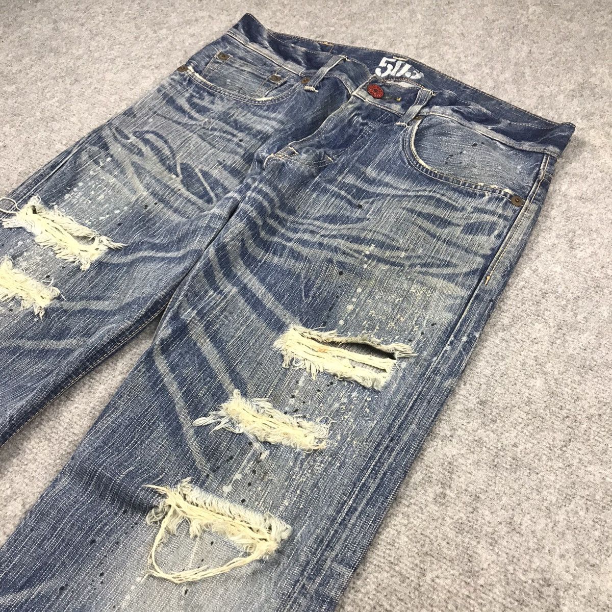 Blue Blue Japan × If Six Was Nine × Japanese Brand FLARE DISTRESSED👽EDWIN 503 JAPAN BOOTCUT DENIM PANTS 142 Size US 34 / EU 50 - 9 Thumbnail