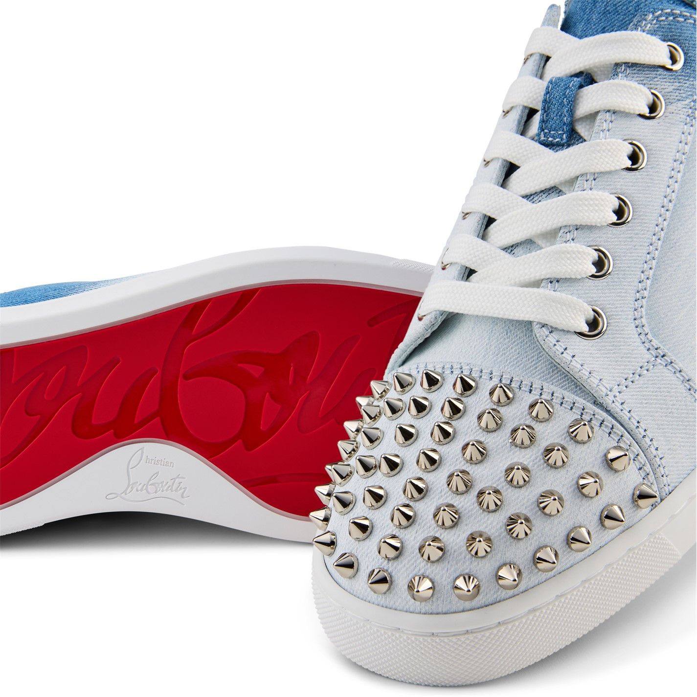 Christian Louboutin Louis Junior Spikes Denim Sneakers Size US 9 / EU 42 - 6 Thumbnail