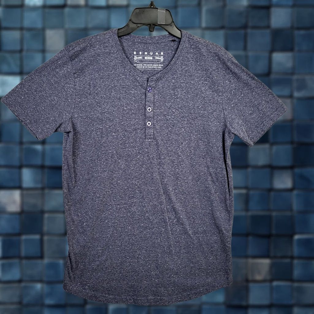 Vintage Renuar Men's short sleeve Henley T-shirt M Gray Jersey Cotton Polyester Logo Casual Shirt Size US M / EU 48-50 / 2 - 1 Thumbnail