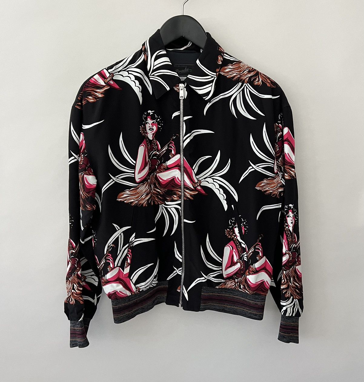 image of Prada Ss14 Hawaiian Bomber Jackets in Black, Men's (Size Small)