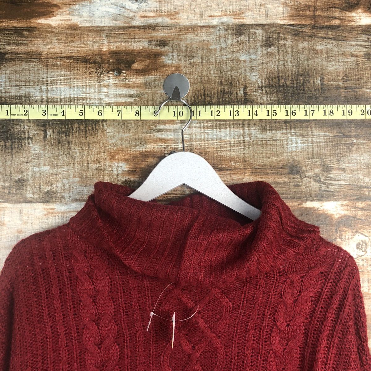 Aran Isles Knitwear × Japanese Brand Ingni Red Turtle Neck cable Knitwear #A1286 Size M / US 6-8 / IT 42-44 - 4 Thumbnail