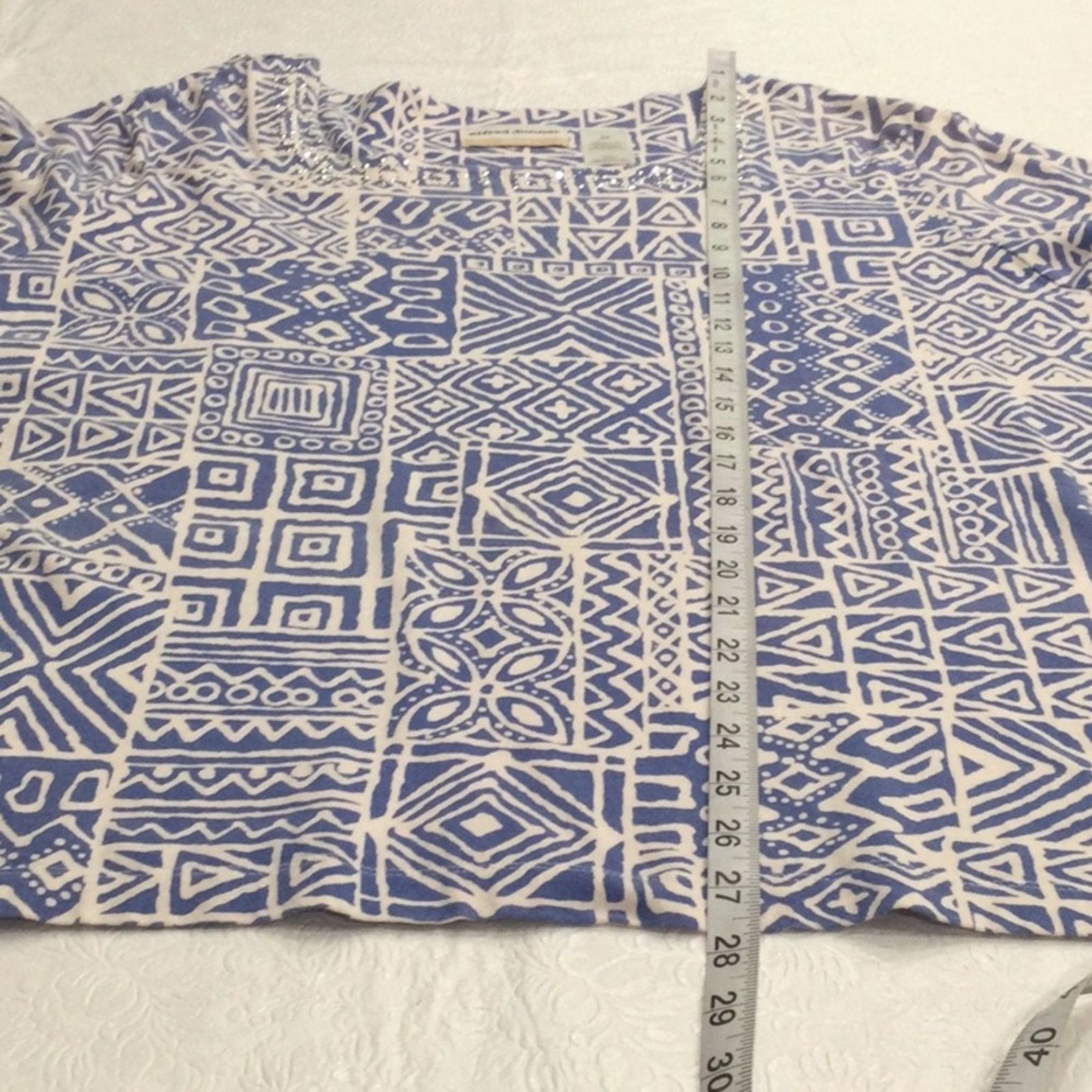 Other Alfred Dunner Blue/White Studded Geometric Print Top 2X Size XXL / US 16-18 / IT 52-54 - 13 Thumbnail