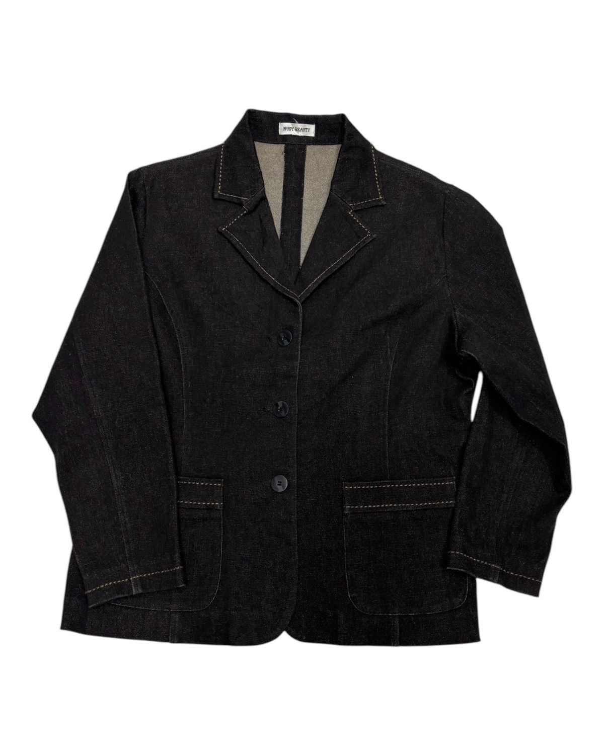 If Six Was Nine × Japanese Brand × Le Grande Bleu (L.G.B.) RARE❤️‍🔥TOKYO NUDY BEAUTY BLACK DENIM BLAZER JACKET 3 BUTTON Size US M / EU 48-50 / 2 - 5 Thumbnail