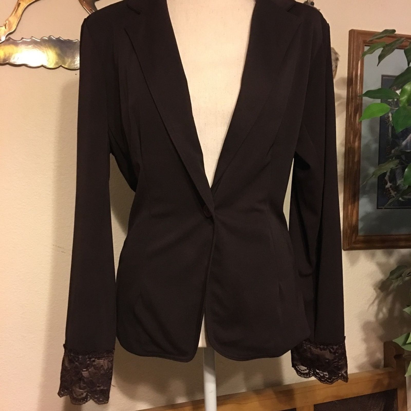 Other David Loren brown stretch blazer lace detail L Size L / US 10 / IT 46 - 4 Thumbnail