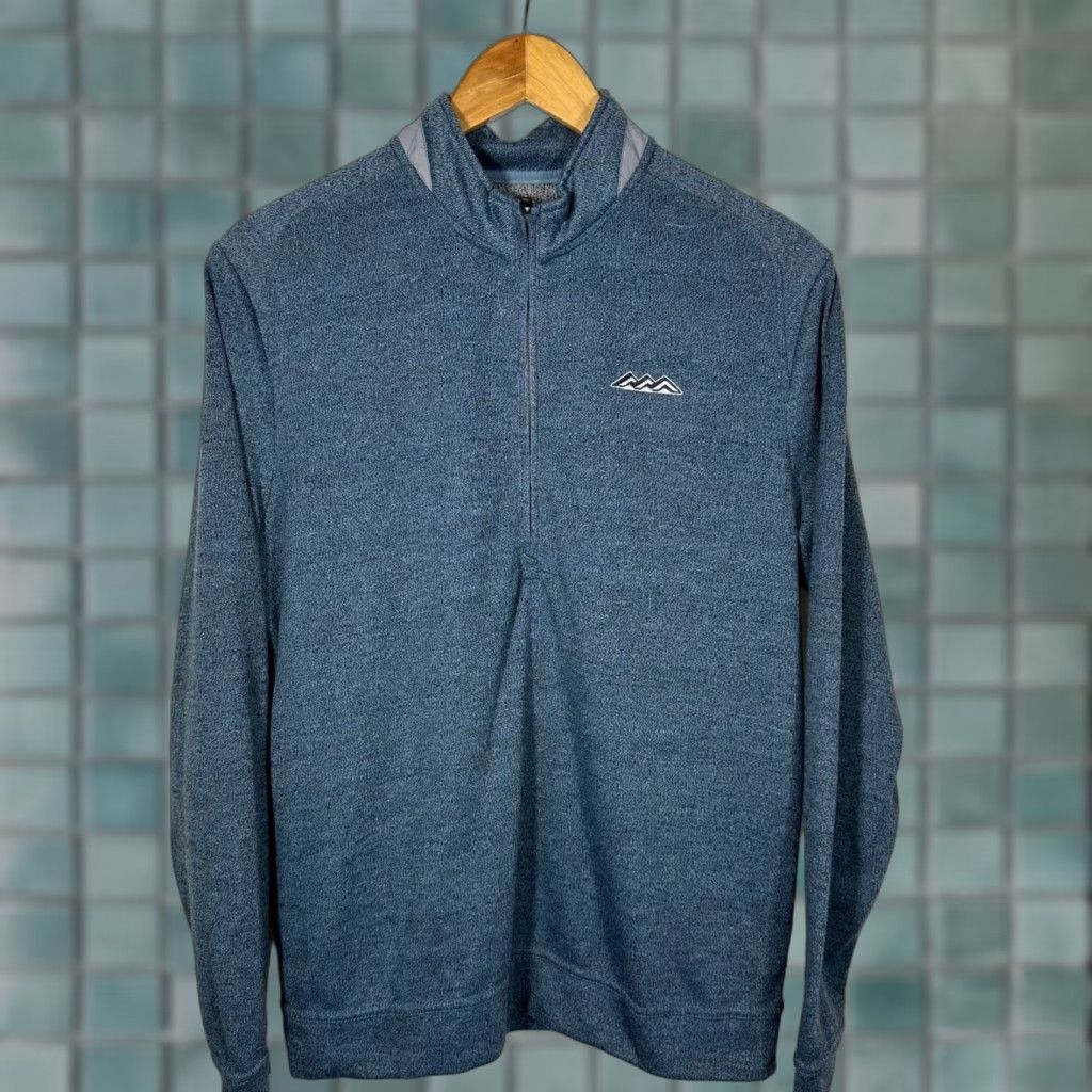 johnnie-O Johnnie-O Mens Blue Heathered Quarter Zip Pullover Performance Sweater M Size US M / EU 48-50 / 2 - 1 Thumbnail