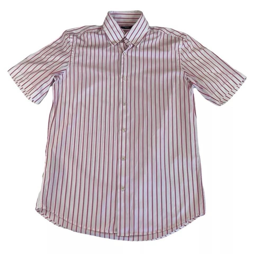 Hugo Boss BOSS Mens Shirt Short Sleeve White Striped Cotton Size 38 Size US M / EU 48-50 / 2 - 1 Thumbnail