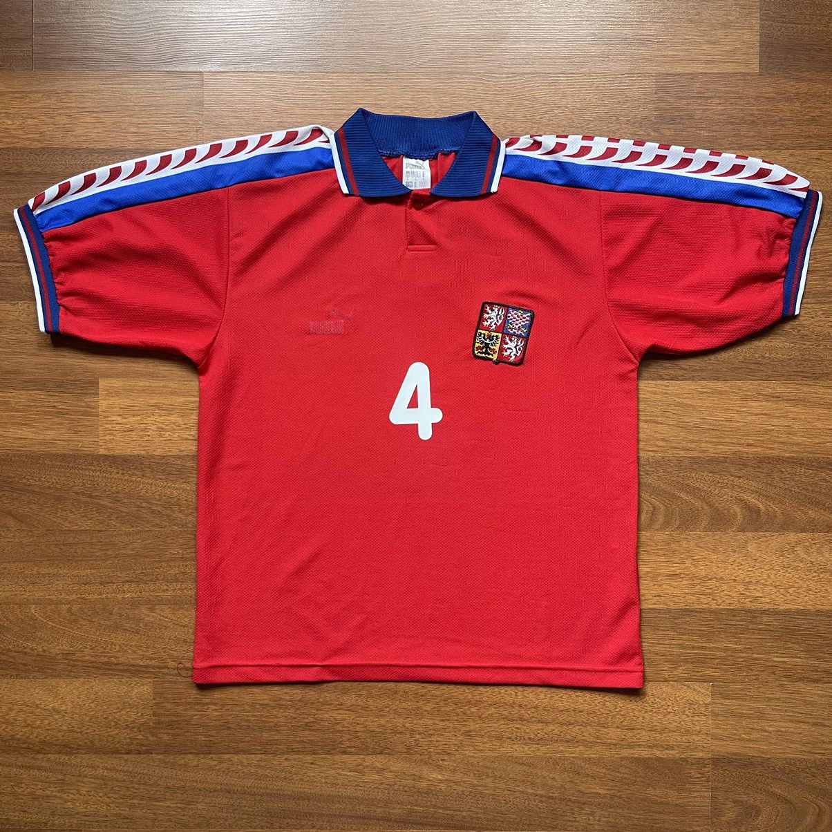 Puma × Vintage CZECH REPUBLIC PUMA 1996 EURO FOOTBALL HOME JERSEY #4 NEDVED Size US L / EU 52-54 / 3 - 2 Thumbnail