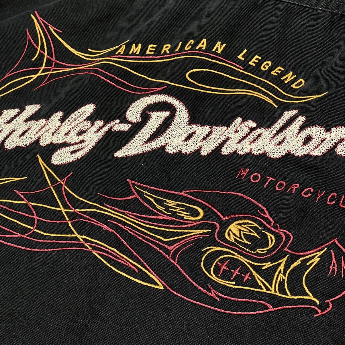 Harley Davidson × Vintage Harley Davidson Button Up Shirt Black Embroidered Logo Biker Size US XL / EU 56 / 4 - 17 Thumbnail
