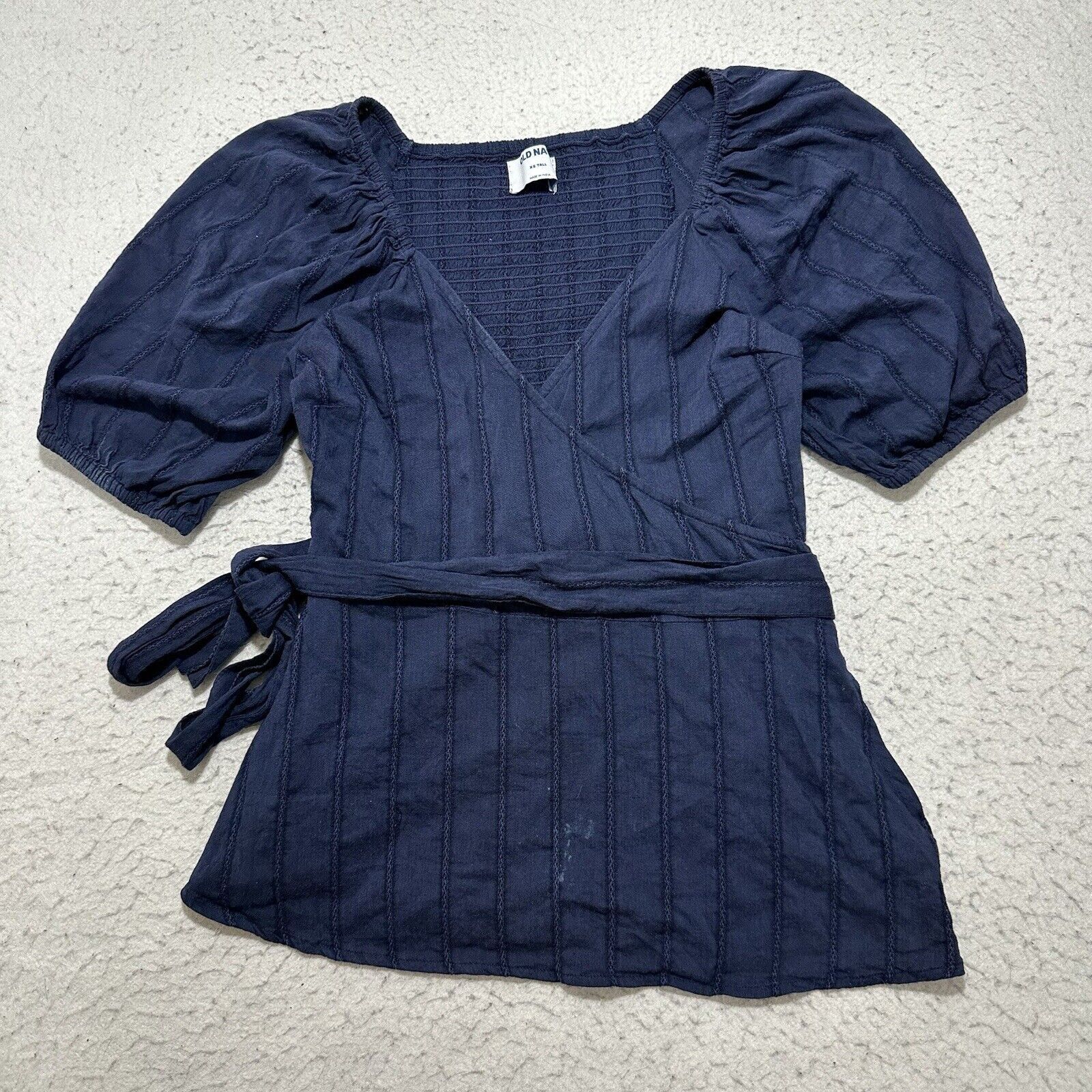 Old Navy Old Navy XS Tall XST Blue Wrap Top V-Neck Blouse Size XS / US 0-2 / IT 36-38 - 1 Thumbnail