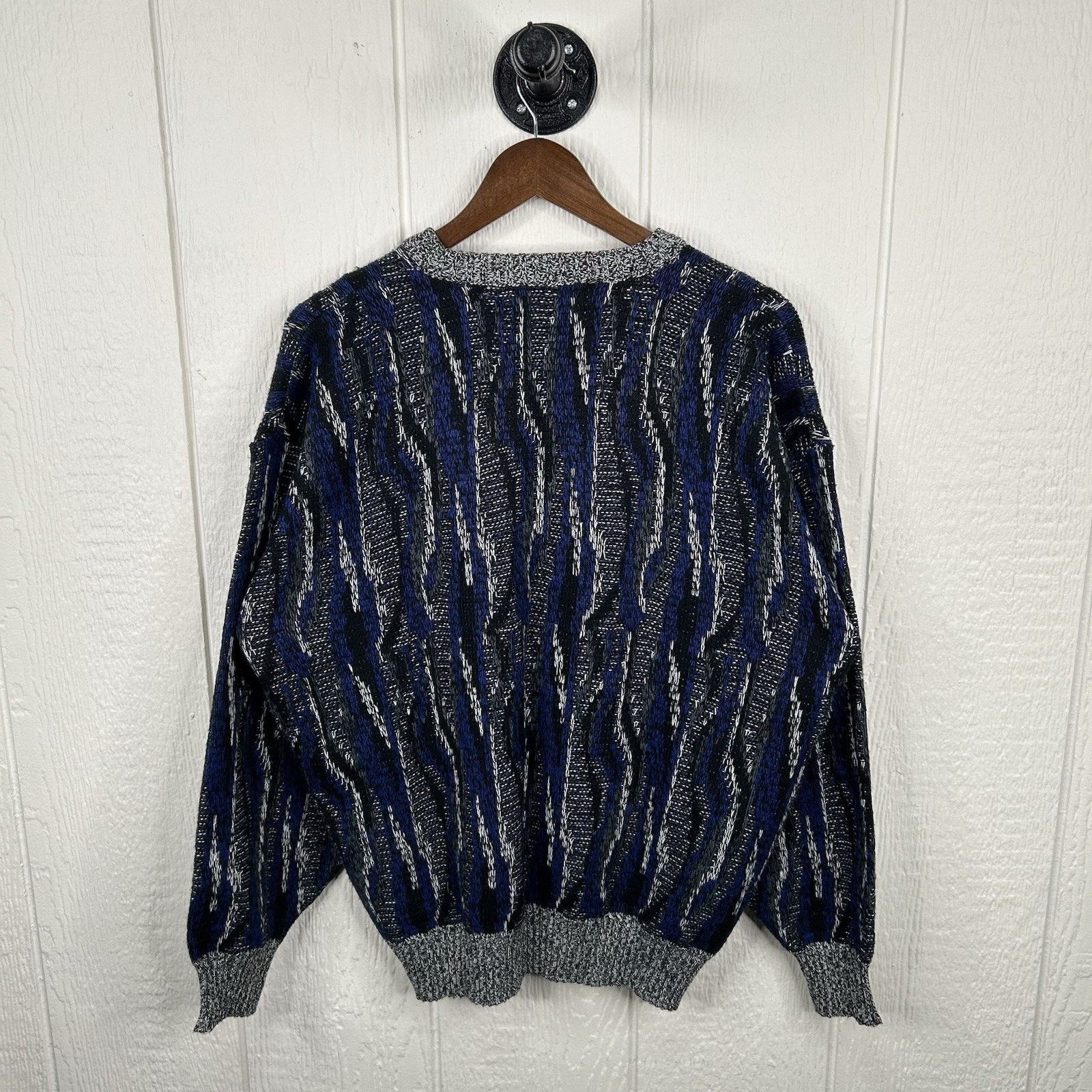 & Other Stories Vintage 90's Navy & Black Coogi Style Sweater X-Large Size US XL / EU 56 / 4 - 2 Thumbnail