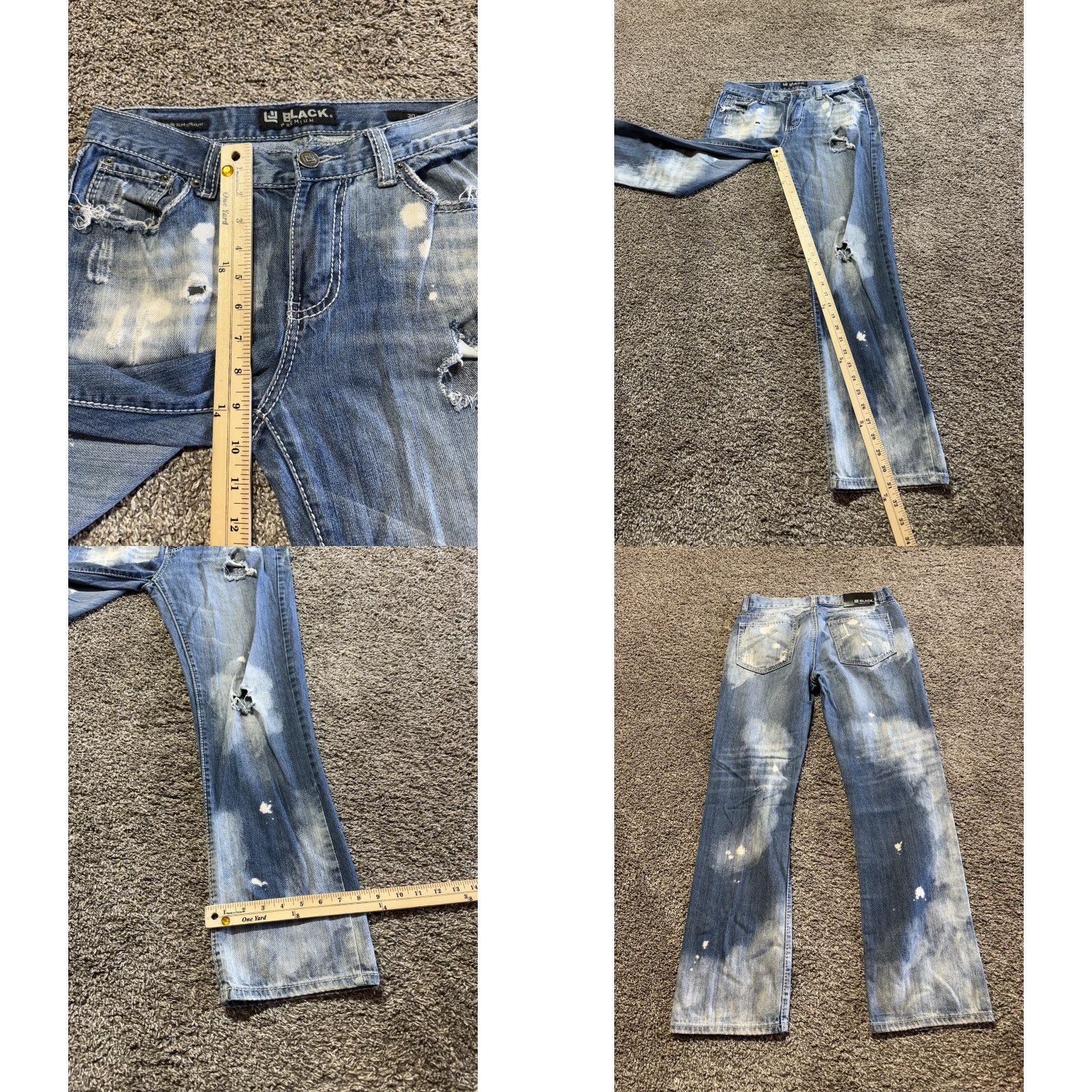 Denime Black Jeans Men Size 30 Blue Denim 30X32 Slim Straight Low Rise Size US 30 / EU 46 - 8 Thumbnail