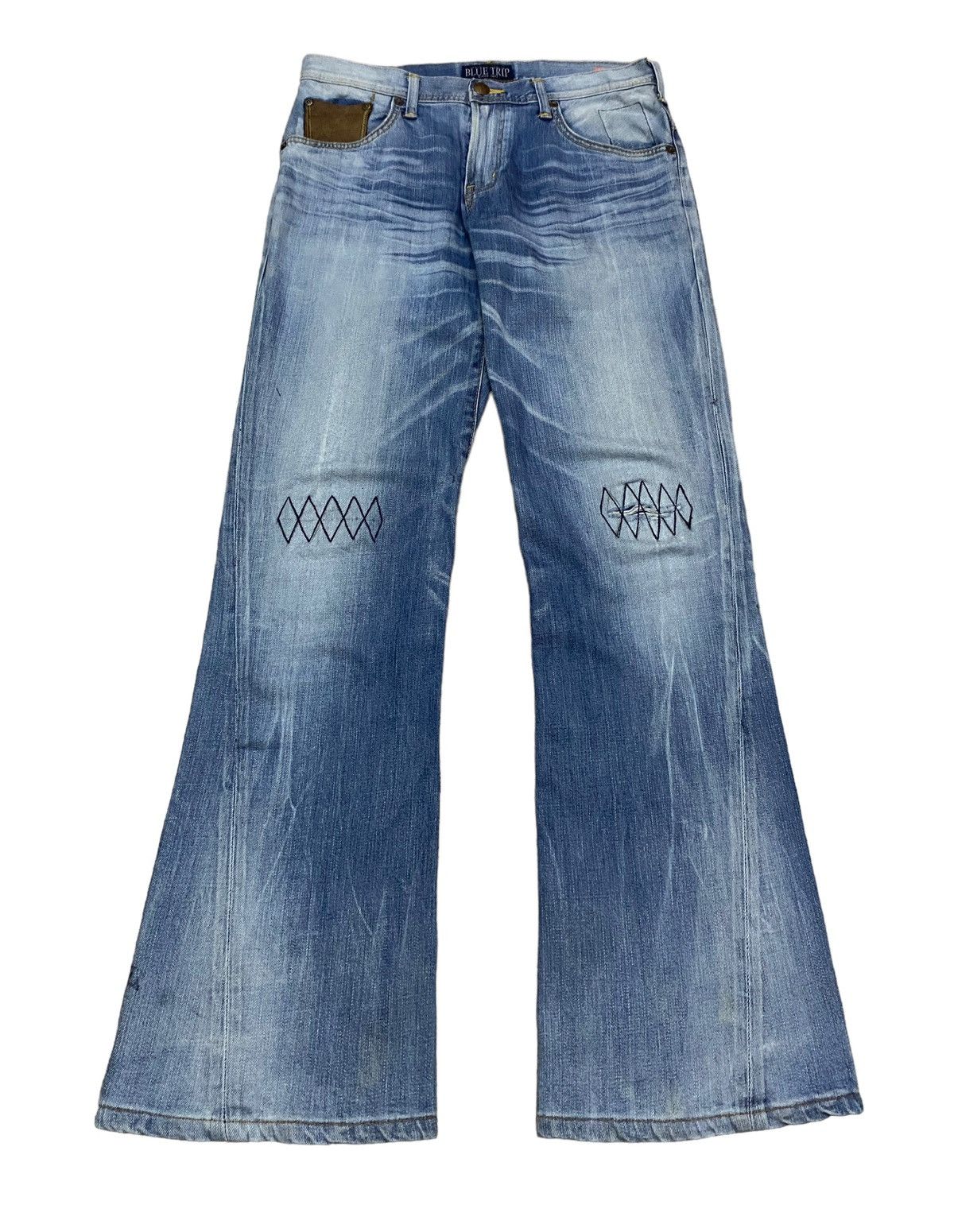 Edwin × If Six Was Nine Rare Design Vintage Brand Edwin Blue Trip Flared Jeans 1990s Size US 32 / EU 48 - 1 Thumbnail