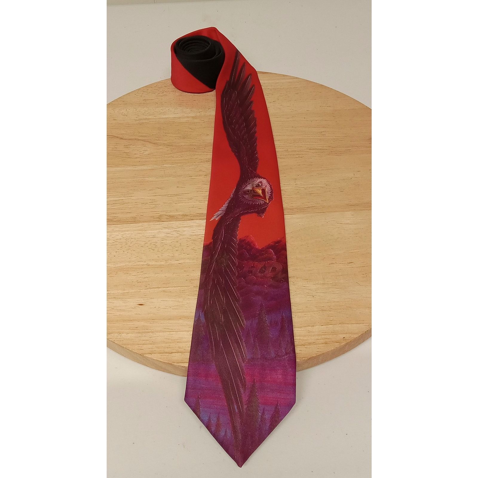 Ralph Marlin Ralph Marlin 1987 Tie Mens Harley Davidson Flying Bald Eagle Size ONE SIZE - 2 Thumbnail
