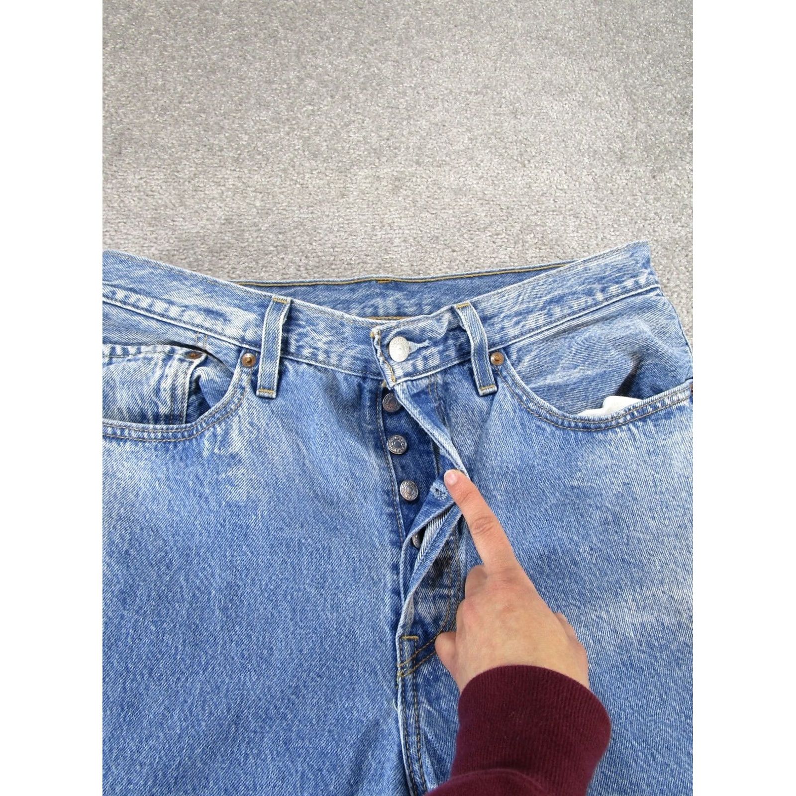 Levi's Levi's 501 Jeans Womens 31 Light Blue Denim High Rise Frayed Hem Straight - Mens? Size 24" / US 00 / IT 34 - 3 Thumbnail