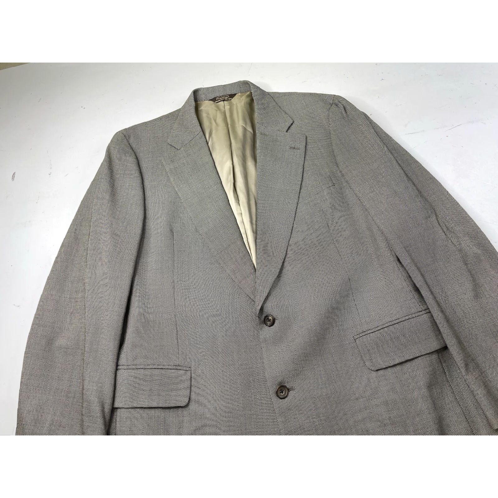 Paul Stuart Paul Stuart Sport Coat Jacket Wool Brown Gray Dot 45 XL Men Regular Two-Button Long Sleeve Blazer Coat Size 48R - 4 Thumbnail