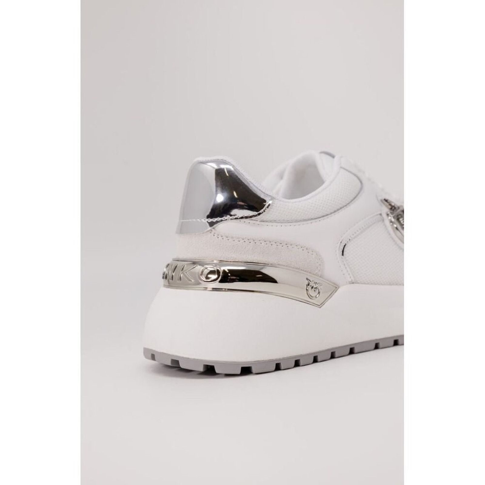 Pinko PINKO White & Silver Leather Women's Designer Sneakers Size US 8 / IT 38 - 3 Thumbnail