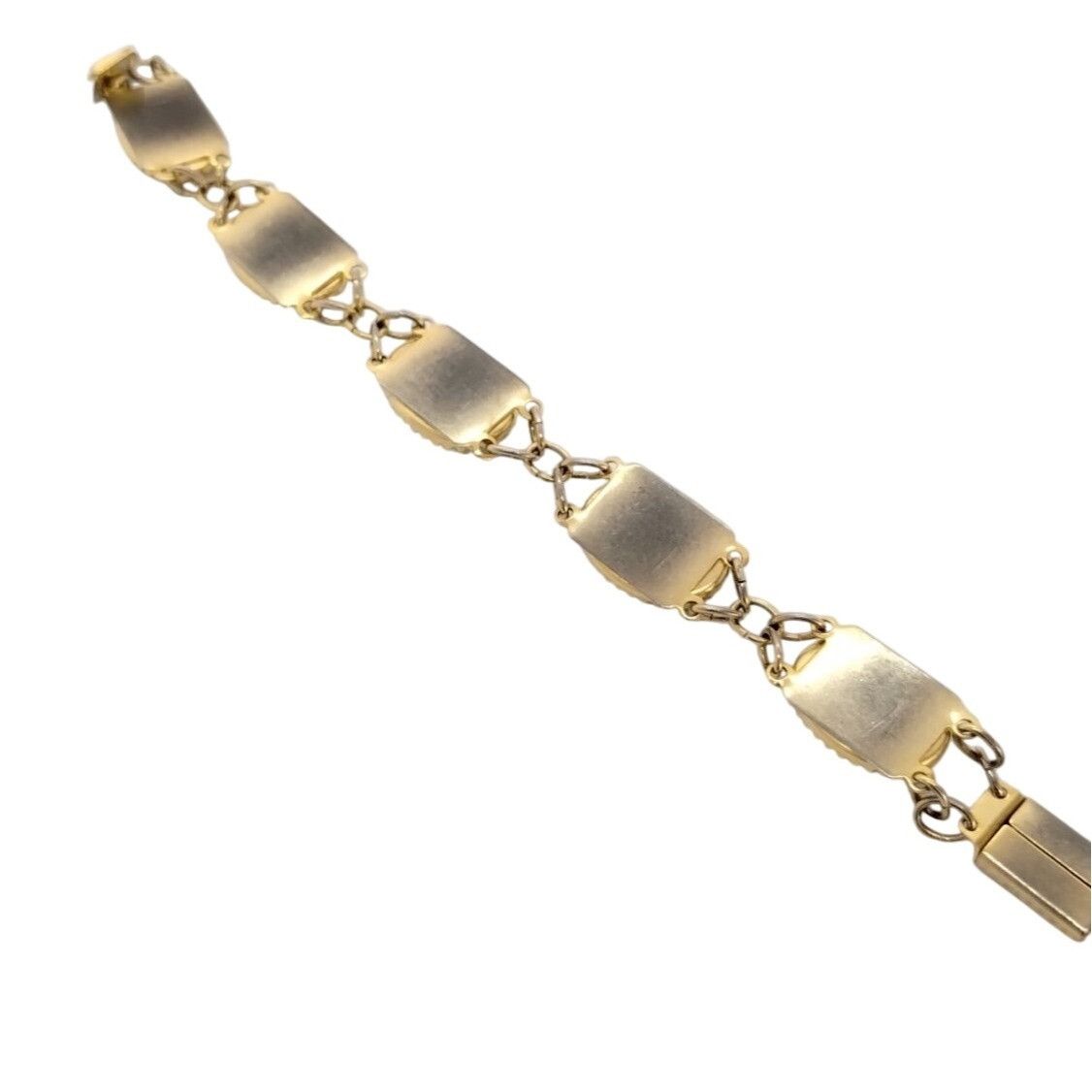 Other Vintage Gold Tone Chain Link Bracelet With Oval Agate Green Size ONE SIZE - 3 Thumbnail