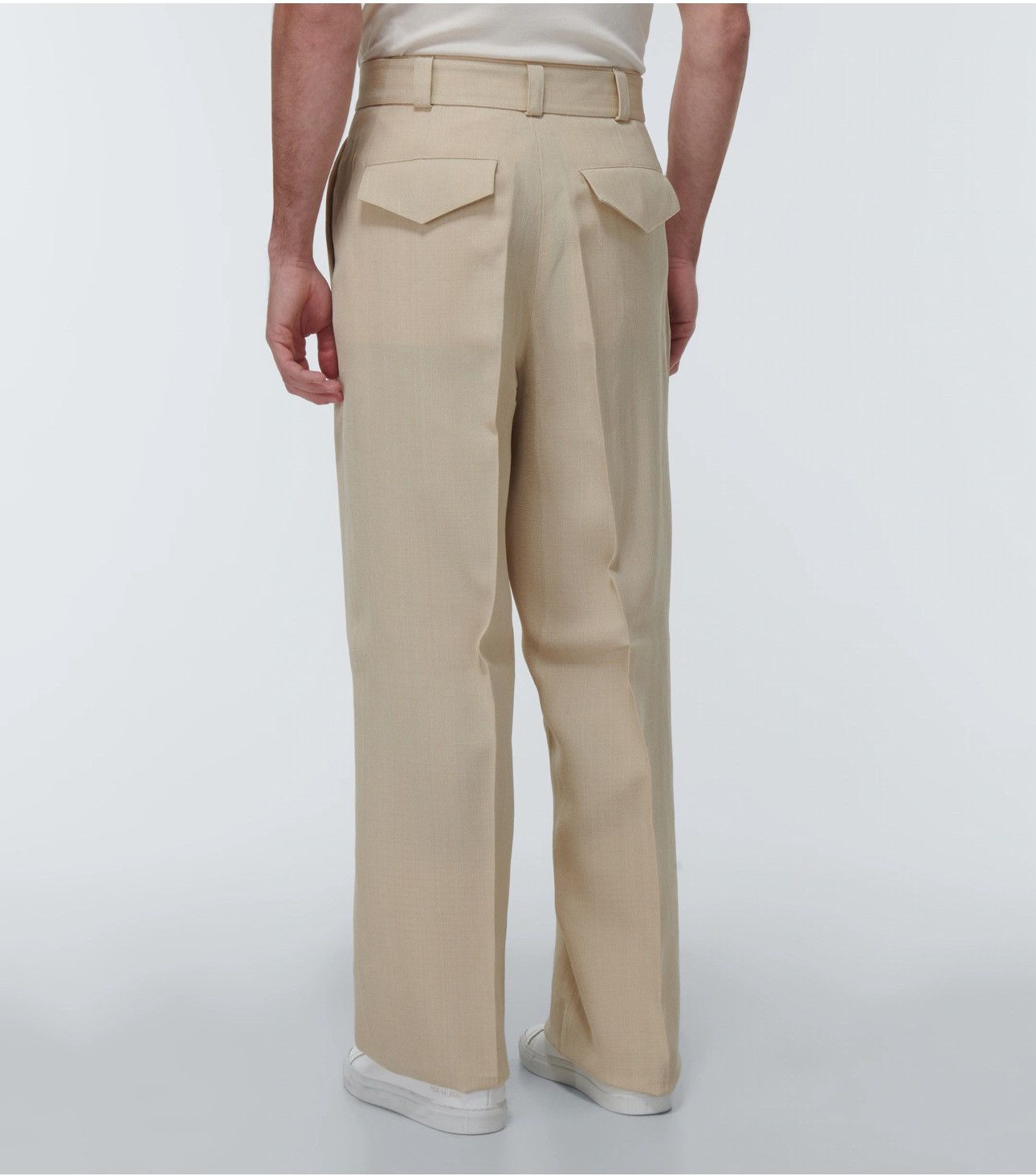 Jil Sander Jil Sander Beige Silk-Viscose Belted Wide-Leg Trousers – 52 Size US 36 / EU 52 - 3 Thumbnail
