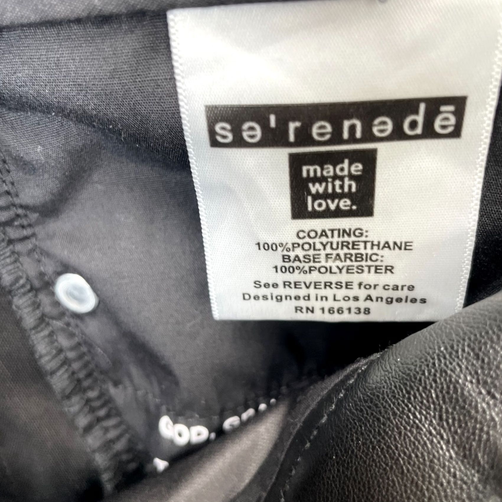 Vintage Serenede Pants Womens 28 Black Stacked Faux Leather Flared Leg Ankle Slit Disco Size 28" / US 6 / IT 42 - 6 Thumbnail