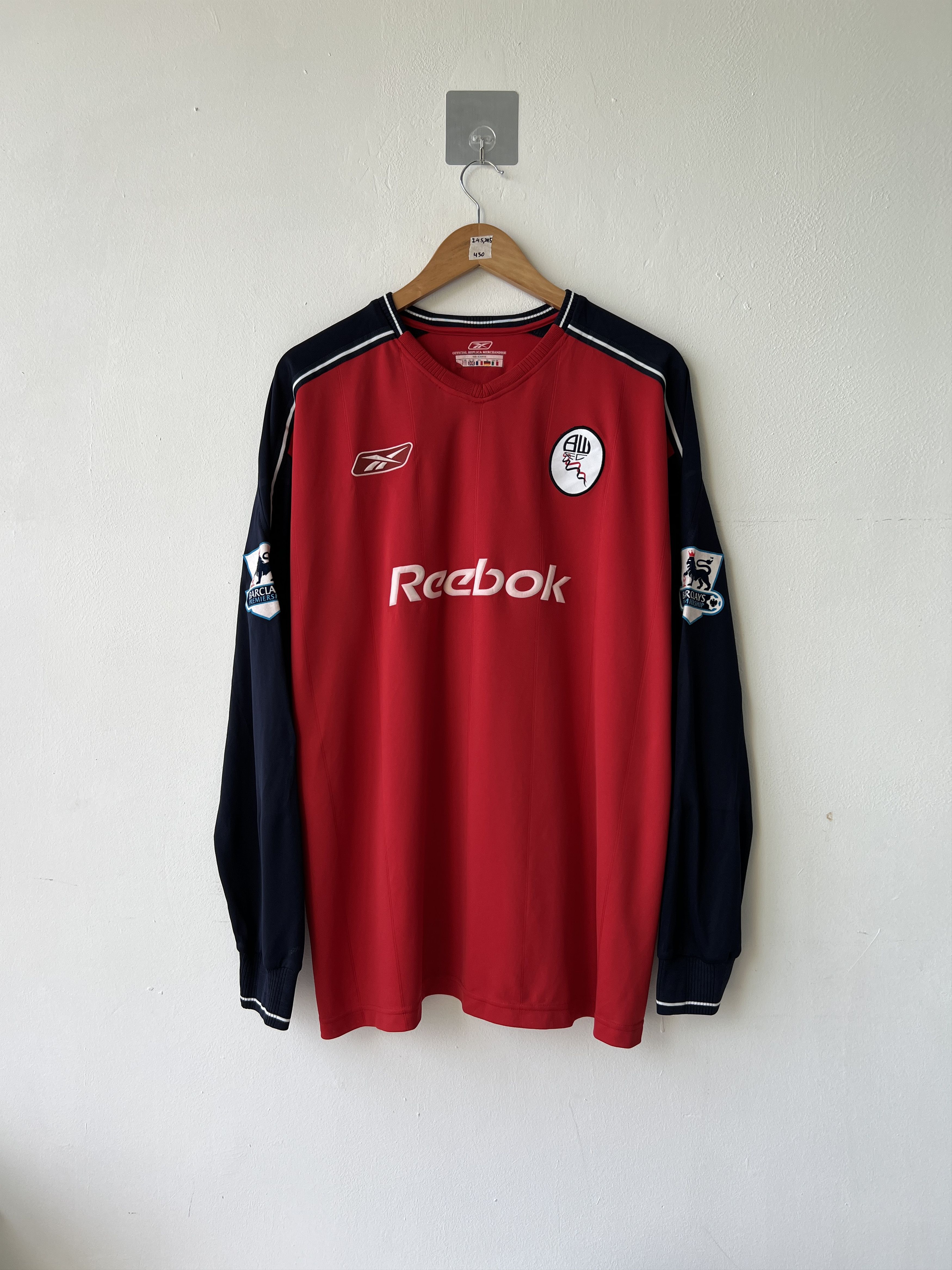 Reebok (XL) Bolton 2003-05 Away Long Sleeve Shirt Barness #2 Kit Size US XL / EU 56 / 4 - 2 Thumbnail