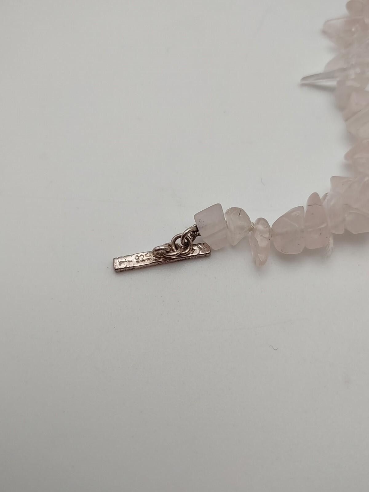 The Unbranded Brand Sterling Silver & Rose Quartz Chip Bracelet Heart Initial A Size ONE SIZE - 4 Thumbnail