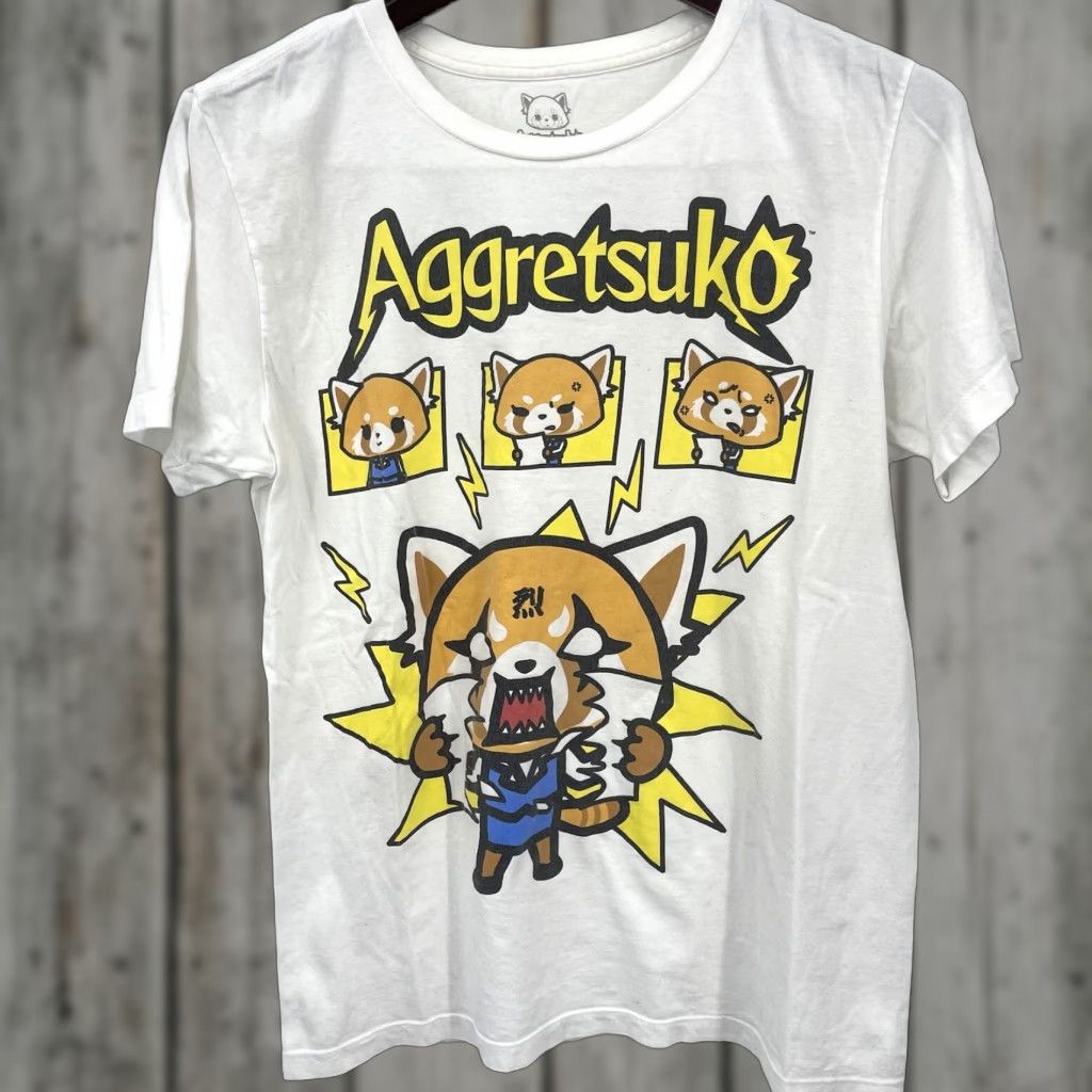 Vintage Sanrio Aggretsuko Shirt Adult Medium White Anime Graphic Tee 90s Retro Mens Size US M / EU 48-50 / 2 - 1 Thumbnail