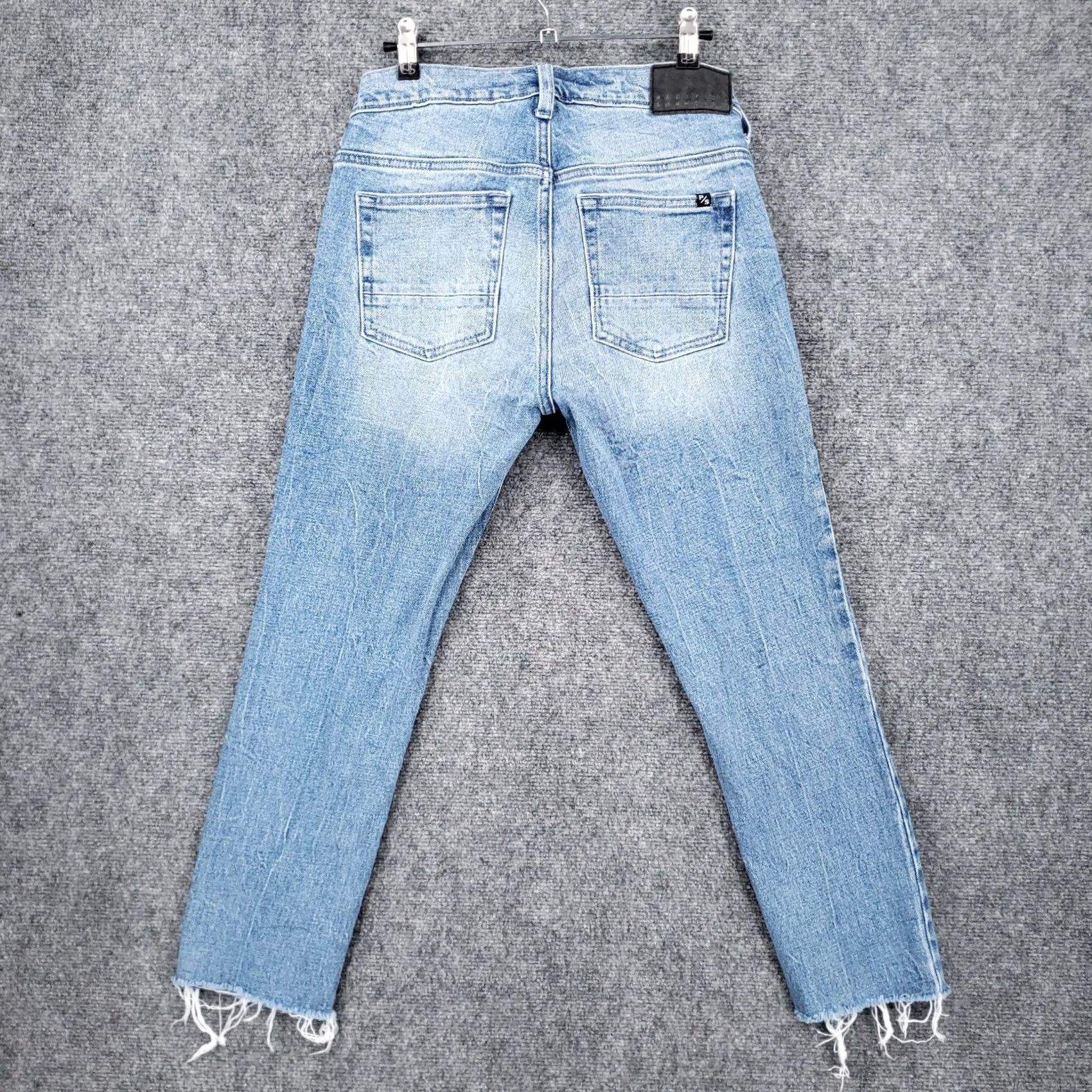 Pacsun PacSun Jeans Men 30x29 Blue Skinny Straight Leg Medium Wash Denim Zip Fly Ripped Size US 29 - 2 Thumbnail