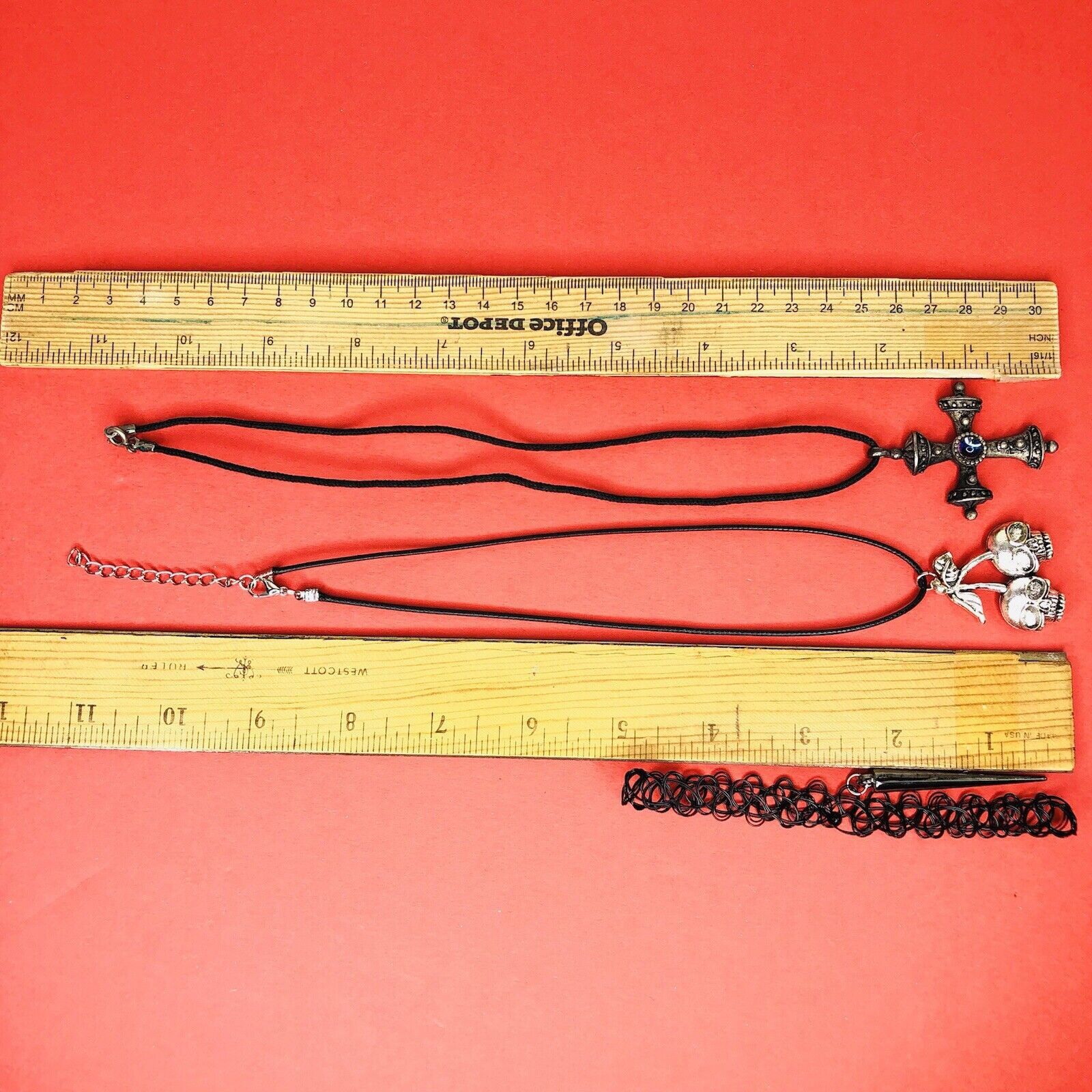Other Lot of 3 Whimsigoth Necklace Choker Black Rope Cord Cross Size ONE SIZE - 6 Thumbnail