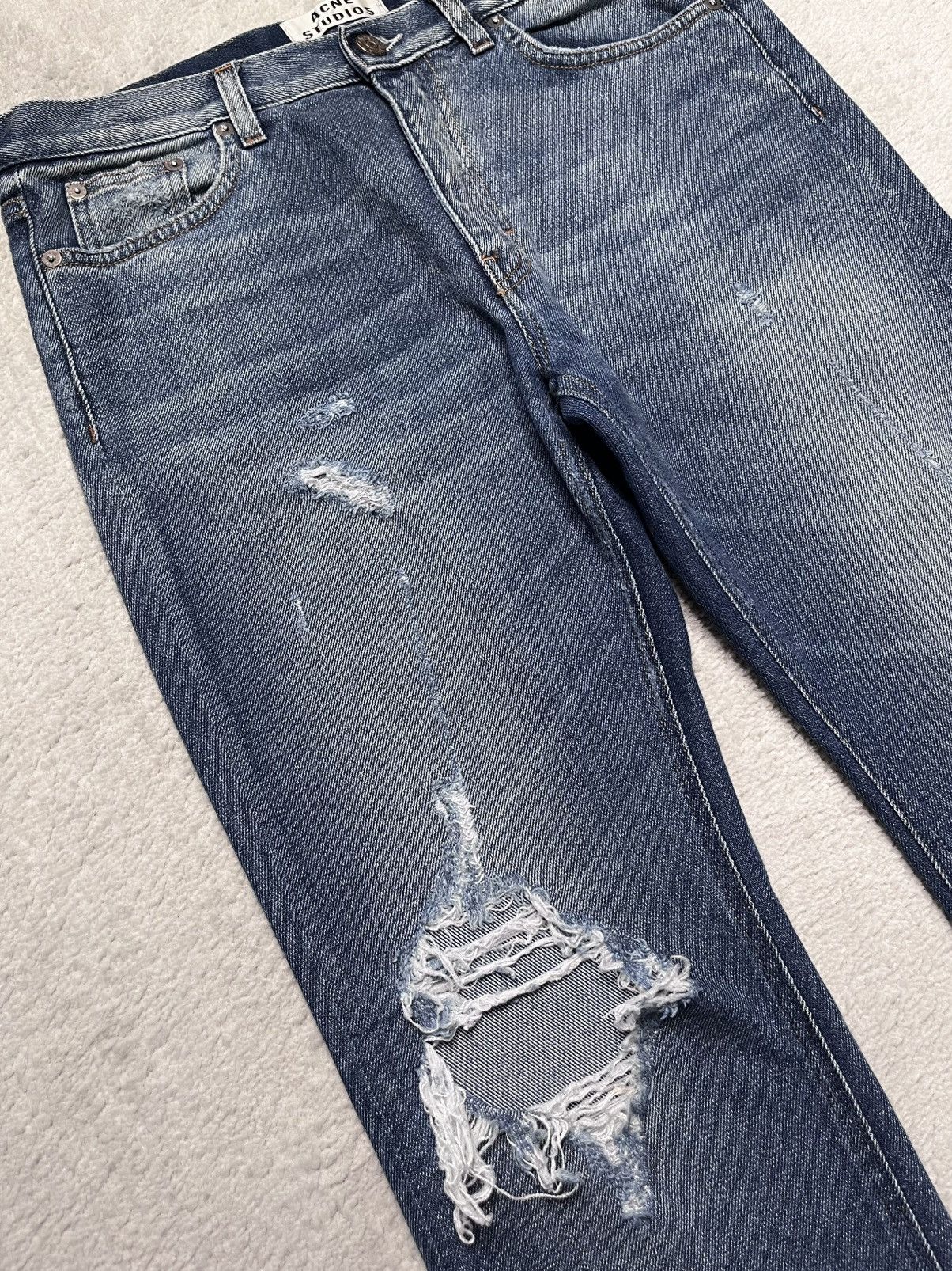 Acne Studios Vintage Blue Acne Studio Straight Leg Jeans Trash Ripped Size 29" - 3 Thumbnail