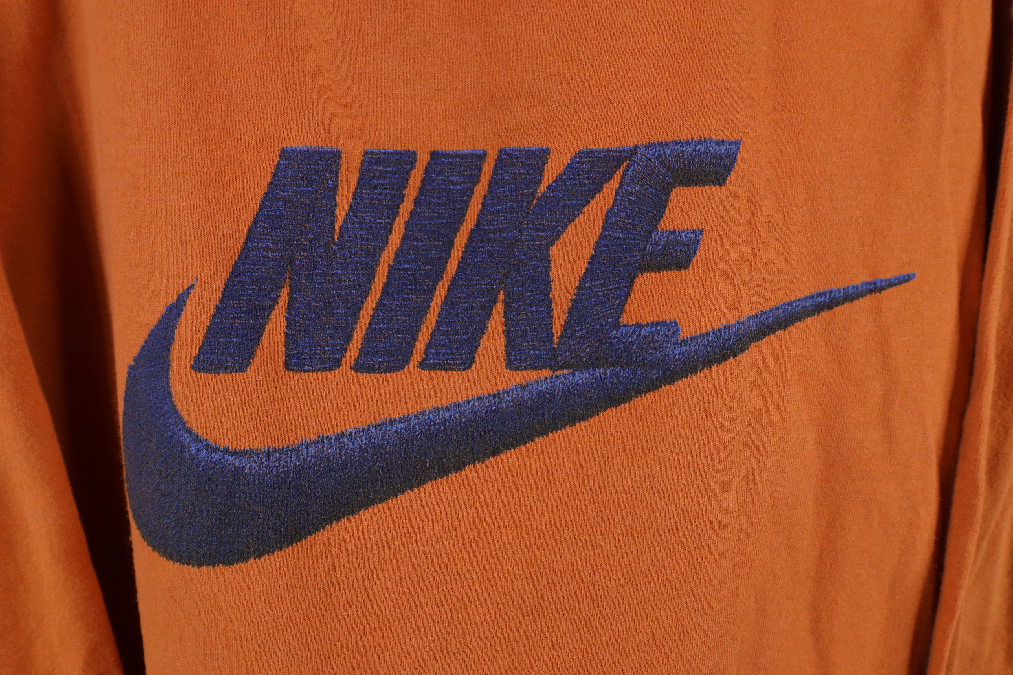 Nike × Vintage Vintage Nike Scott Big Swoosh Long Sleeve T-Shirt Orange Size US XL / EU 56 / 4 - 4 Thumbnail