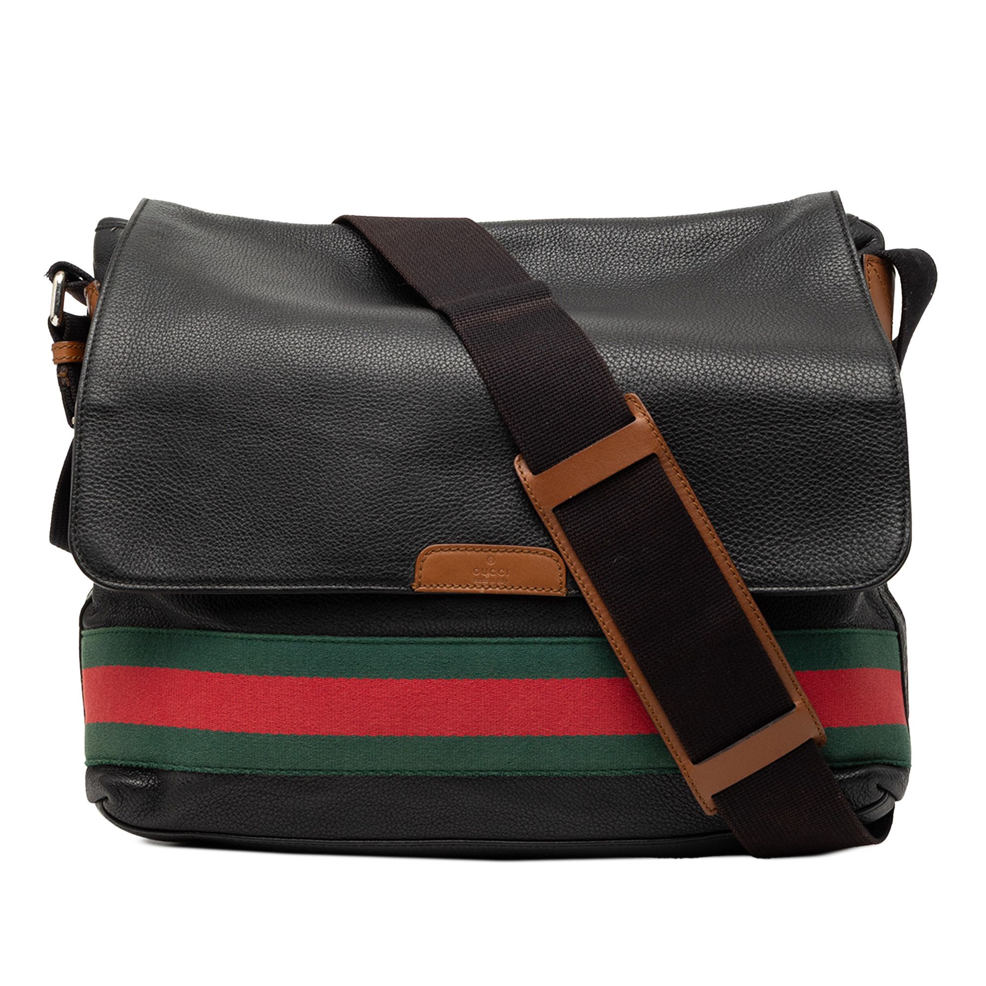 Gucci Gucci Leather Web Messenger Bag Size ONE SIZE - 1 Thumbnail