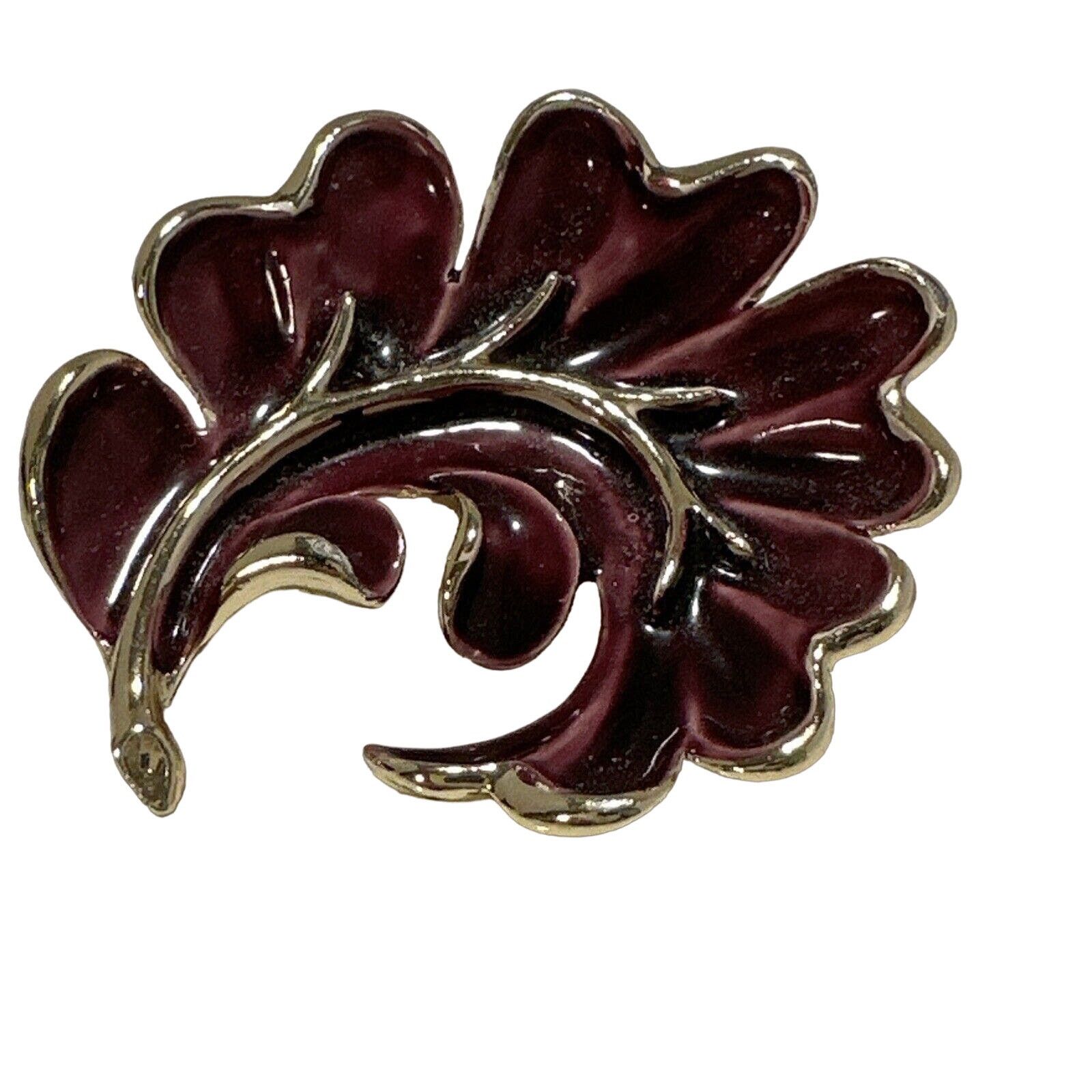 Other VTG Purple Enamel Leaf Fern Brooch Autumn Fall Gold Pin Size ONE SIZE - 4 Thumbnail