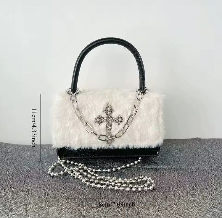 Other Y2K Plush Chain Crossbody Bag – PU Leather Mini Bag Size ONE SIZE - 2 Thumbnail