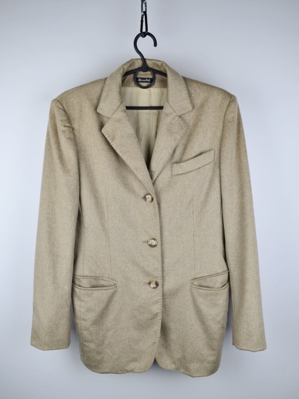 COLOMBO BORGOSESIA BEIGE PURE CASHMERE STRAIGHT BLAZER