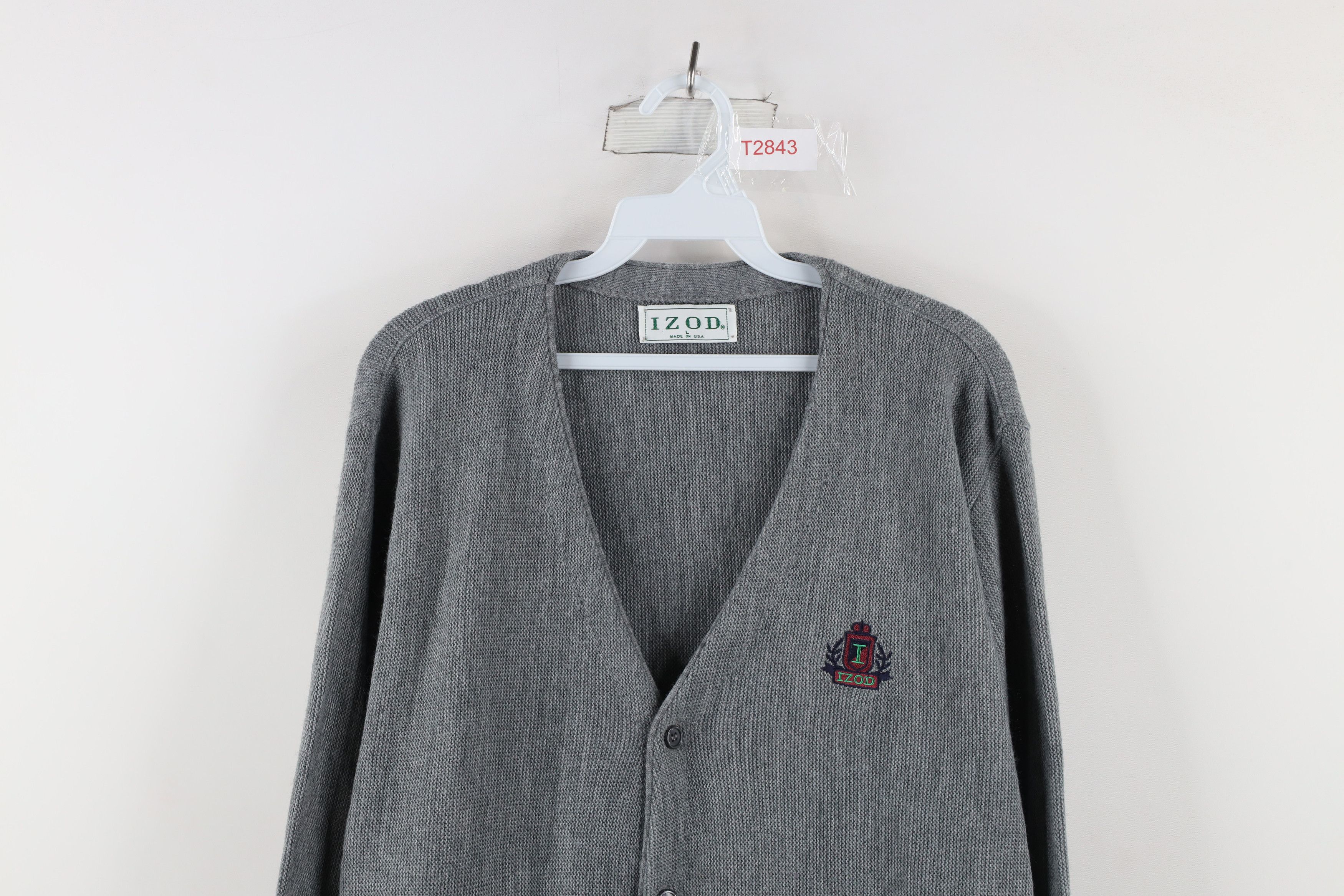 Izod Vintage 90s Izod Out Knit Button Cardigan Sweater Gray USA Size US L / EU 52-54 / 3 - 2 Thumbnail