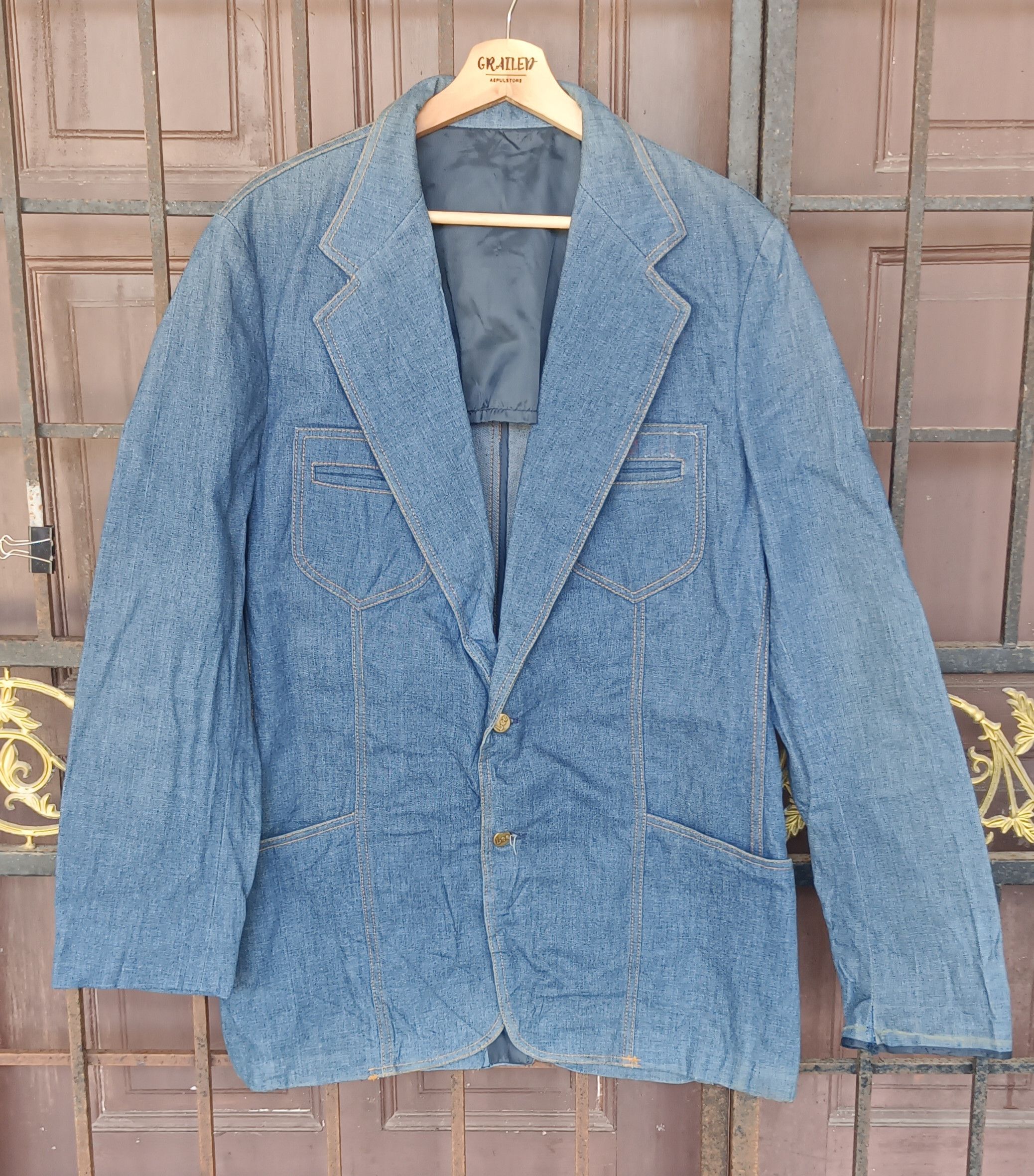 Lee Rare🔥🔥 70s Lee Denim Men Blazer Size US M / EU 48-50 / 2 - 1 Thumbnail