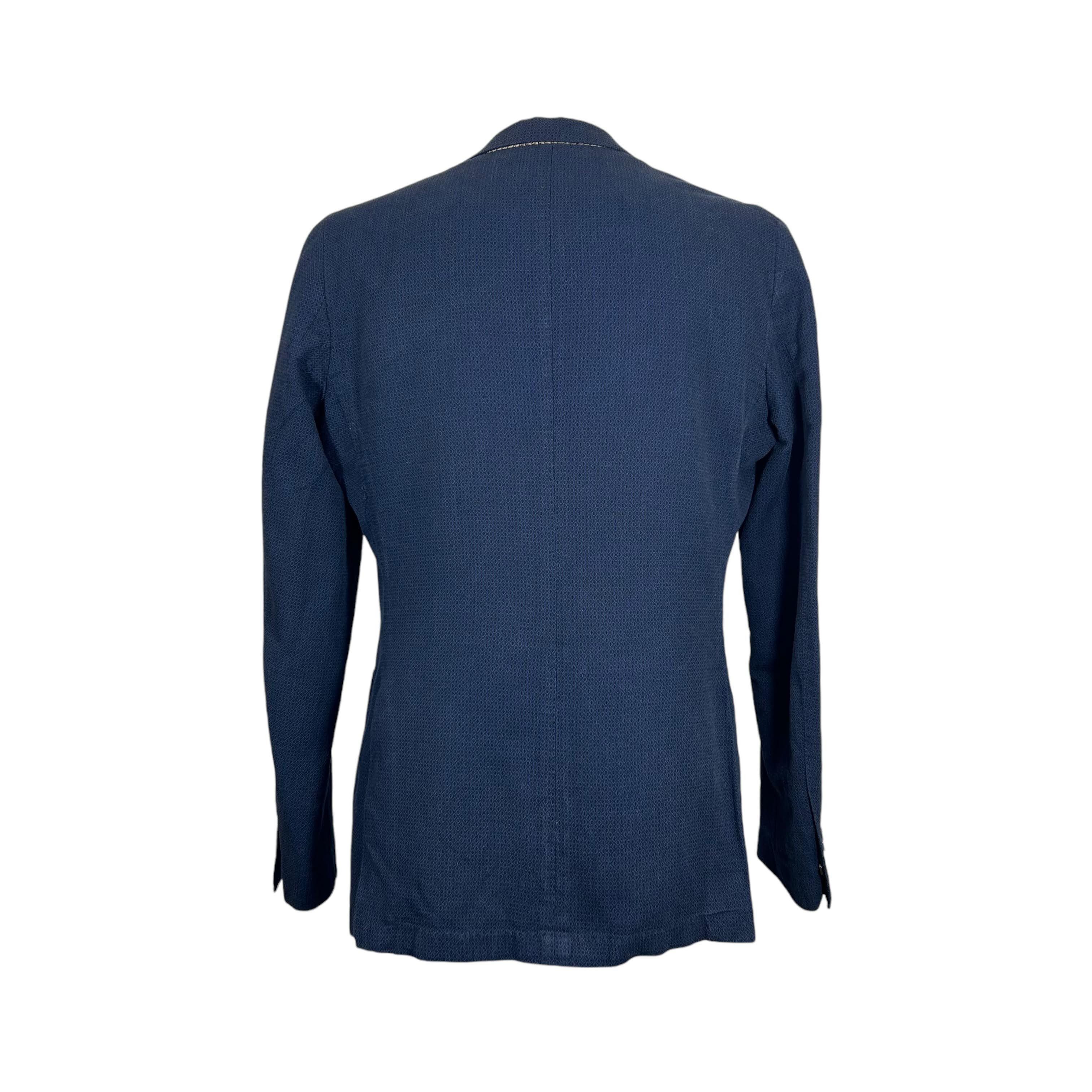 El Ganso El Ganso Cotton Linen Patterned Blue Sport Coat Blazer 48 Size US M / EU 48-50 / 2 - 2 Thumbnail