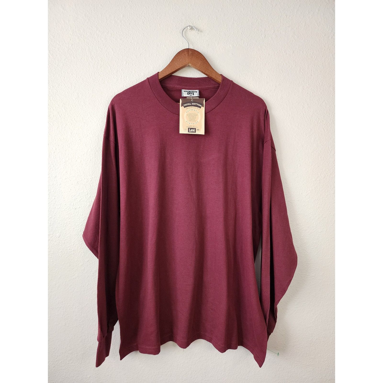 Lee Vintage Lee Blank Maroon Long Sleeve Shirt New USA XL Size US XL / EU 56 / 4 - 1 Thumbnail