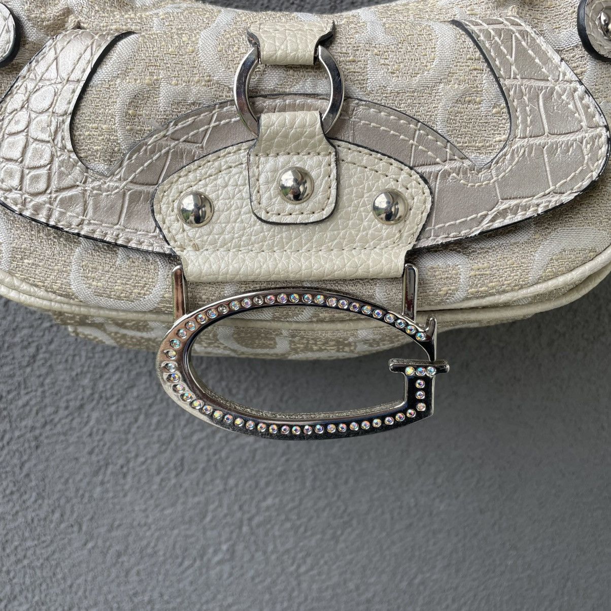 Guess Vintage Handbag Guess Beige Denim Y2K Style Women’s Size ONE SIZE - 5 Thumbnail