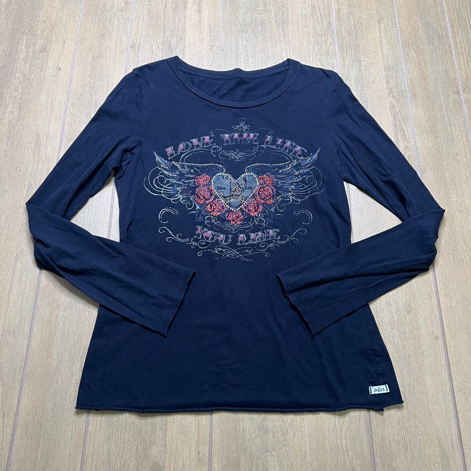 Vintage Vintage Jake's Rhinestone Love Long Sleeve Women Sz L Y2K Size US L / EU 52-54 / 3 - 1 Thumbnail