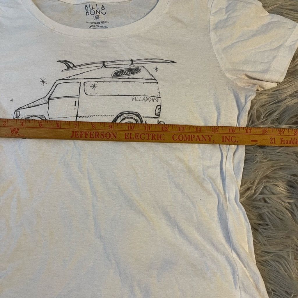 Billabong Billabong womens White Graphic Tee size L(small stain) Size L / US 10 / IT 46 - 7 Thumbnail
