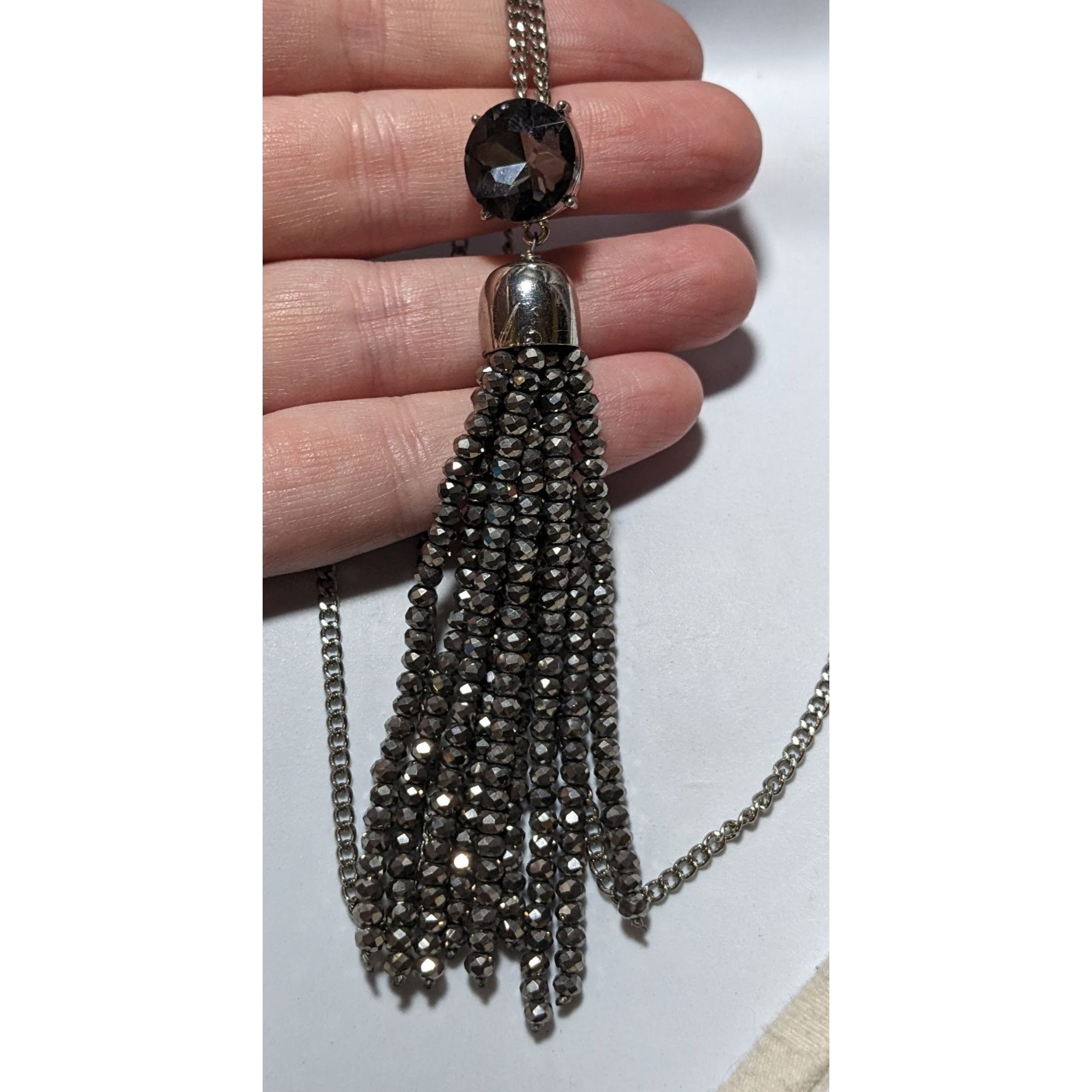 Loft Preppy Glam Silver Sparkle Loft Tassel Necklace Size ONE SIZE - 3 Thumbnail