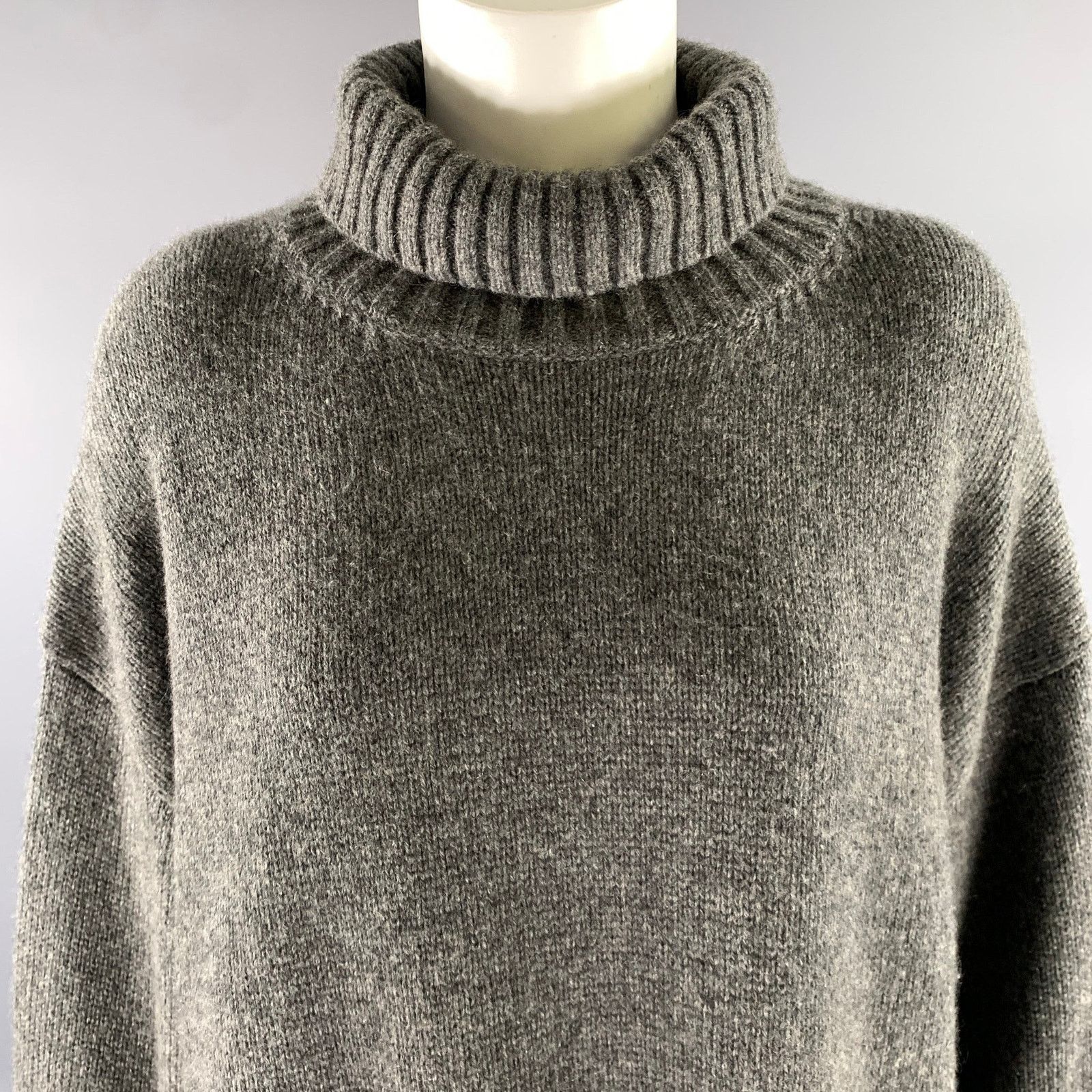 Jil Sander JIL SANDER Size M Grey Cashmere Blend Turtleneck Sweater Size M / US 6-8 / IT 42-44 - 2 Thumbnail