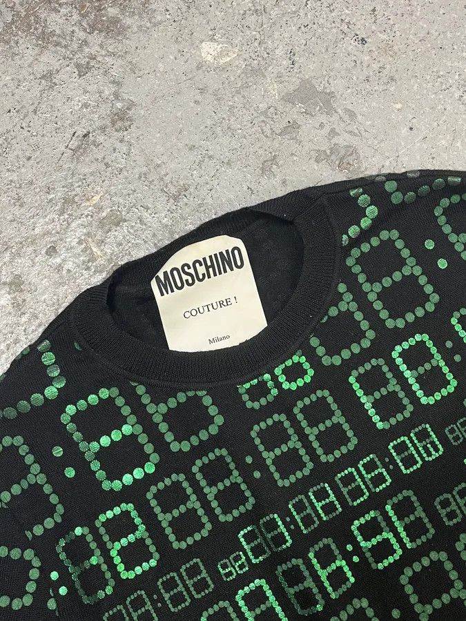 Moschino 2010s Moschino Black & Green Alarm Number Sweater Size US M / EU 48-50 / 2 - 5 Thumbnail