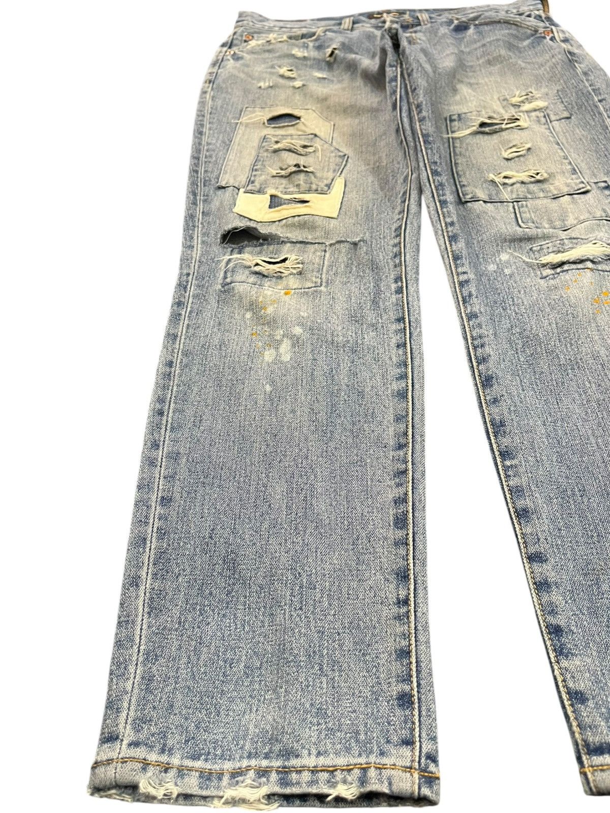 Beauty Beast × Hysteric Glamour × Le Grande Bleu (L.G.B.) Vintage Rag Machine Patchwork Distressed Denim Size US 35 - 4 Thumbnail